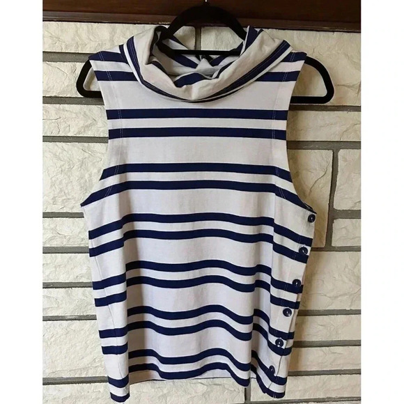 Anthropologie x Maeve Sailor Nautical Cowl Neck Top Striped Size Med Sleeveless - Picture 1 of 7